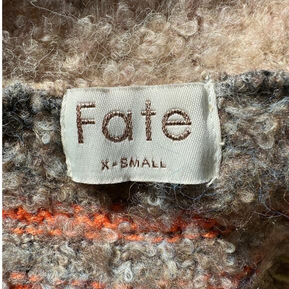 Fate Yellow Tan Gray Multi Floral & Stripe Print Open Front Cardigan XS - Picture 10 of 13